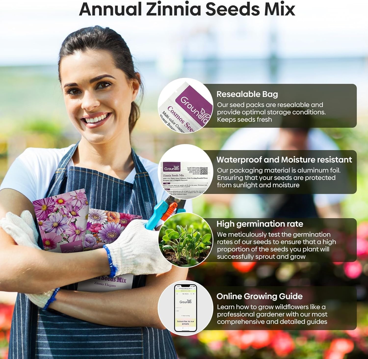 Beautiful Zinnia Seeds Mix – Over 3,000 Seeds in Pink, Yellow, Orange & More