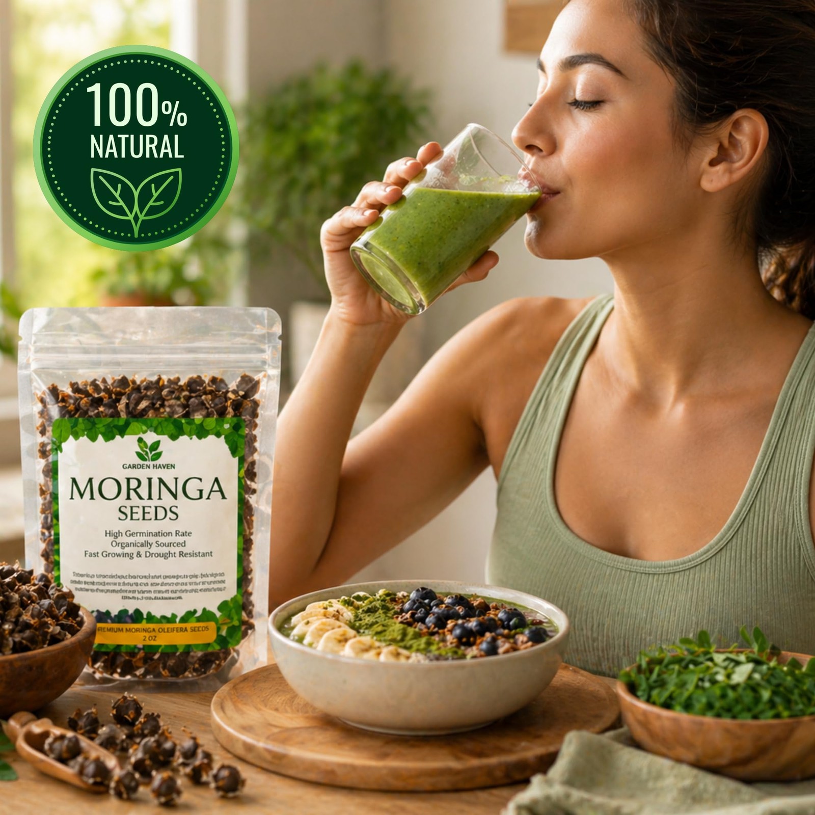 Moringa Seeds 2 oz (200+ Seeds) | PKM1 Premium Quality | Edible Green