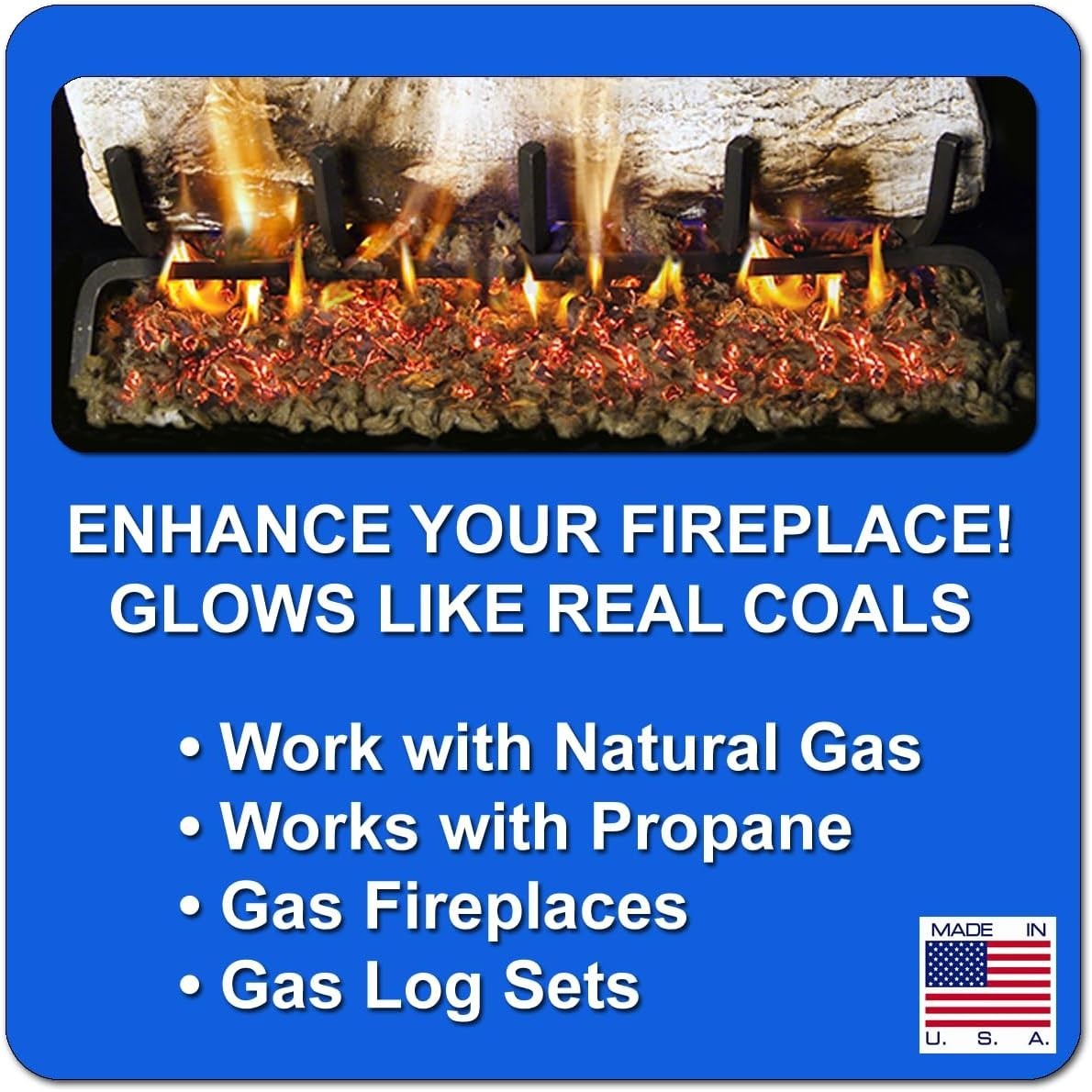 6 oz Glowing Embers – Realistic Gray Coal Bed Blend for Venting Fireplaces