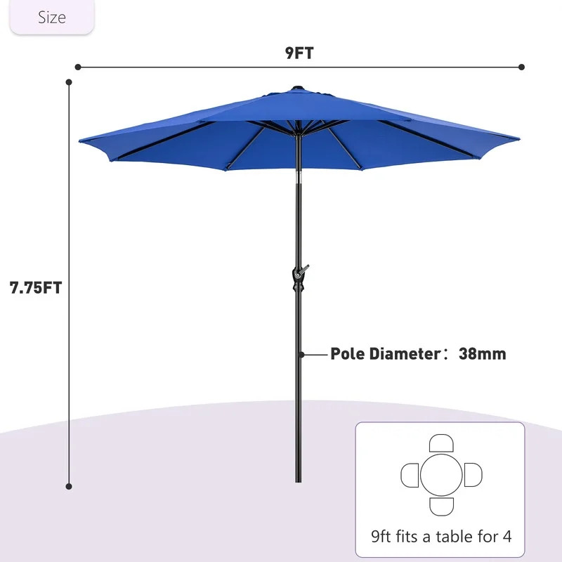 Garden & Patio 9FT Outdoor Patio Umbrella Market Table Polyester Fabric Canopy