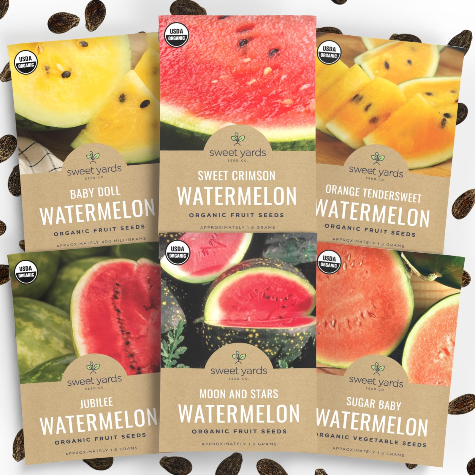 Organic Watermelon Seeds Variety Pack – 6 Non-GMO Packs for Planting