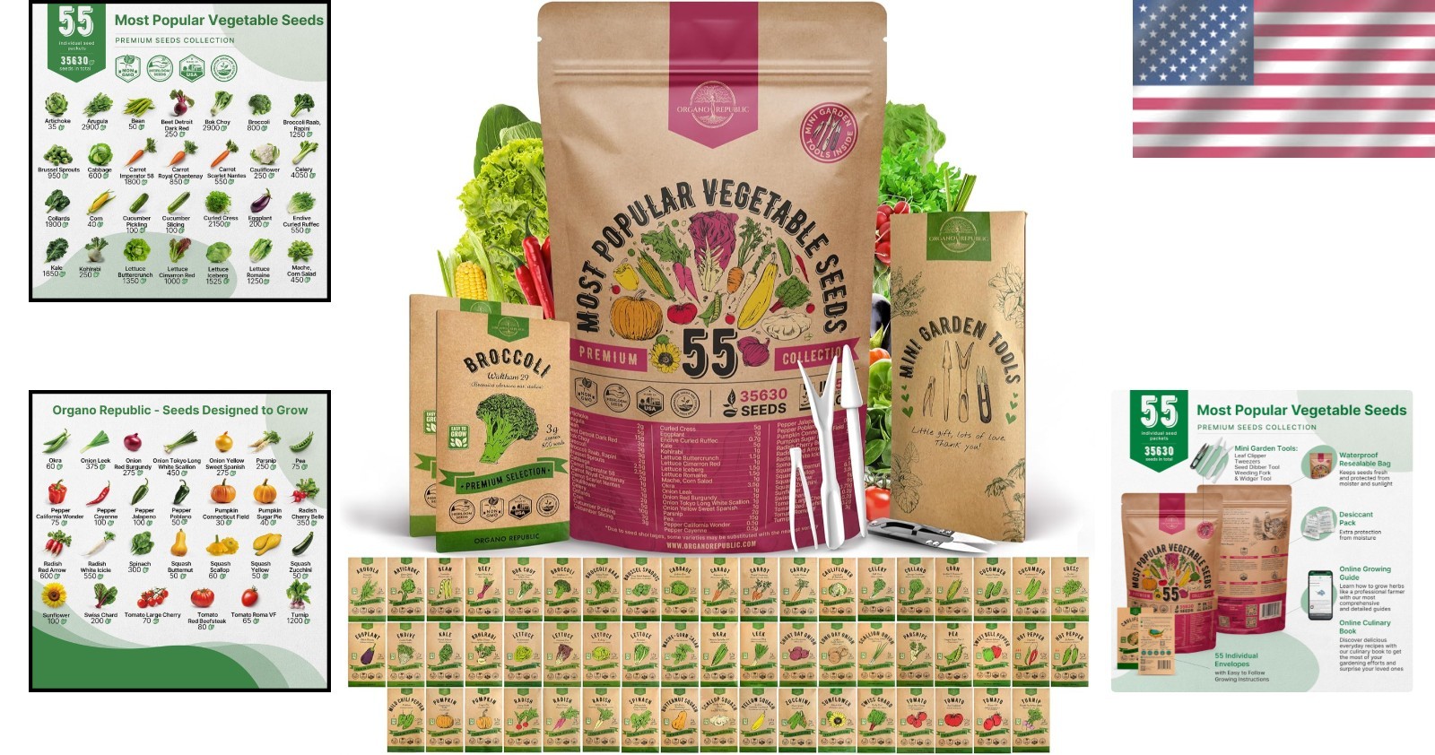 55 Vegetable Seeds Variety Pack – 35,600+ Non-GMO Heirloom Seeds for Planting…