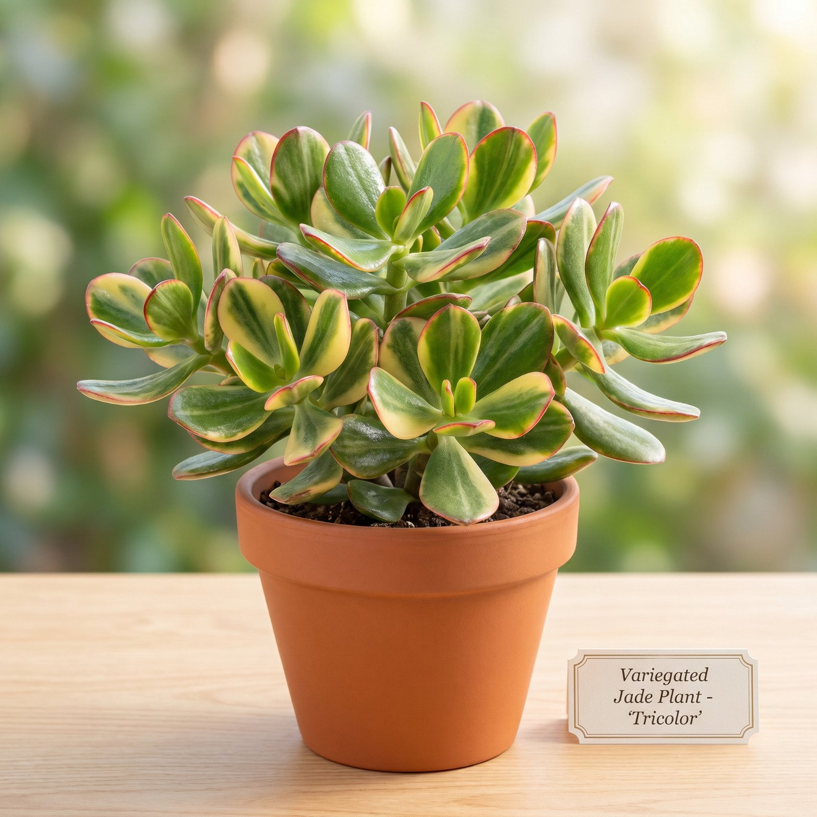 5 Variegated Jade Cuttings – Crassula Ovata Lemon Lime Tri-Color Succulent