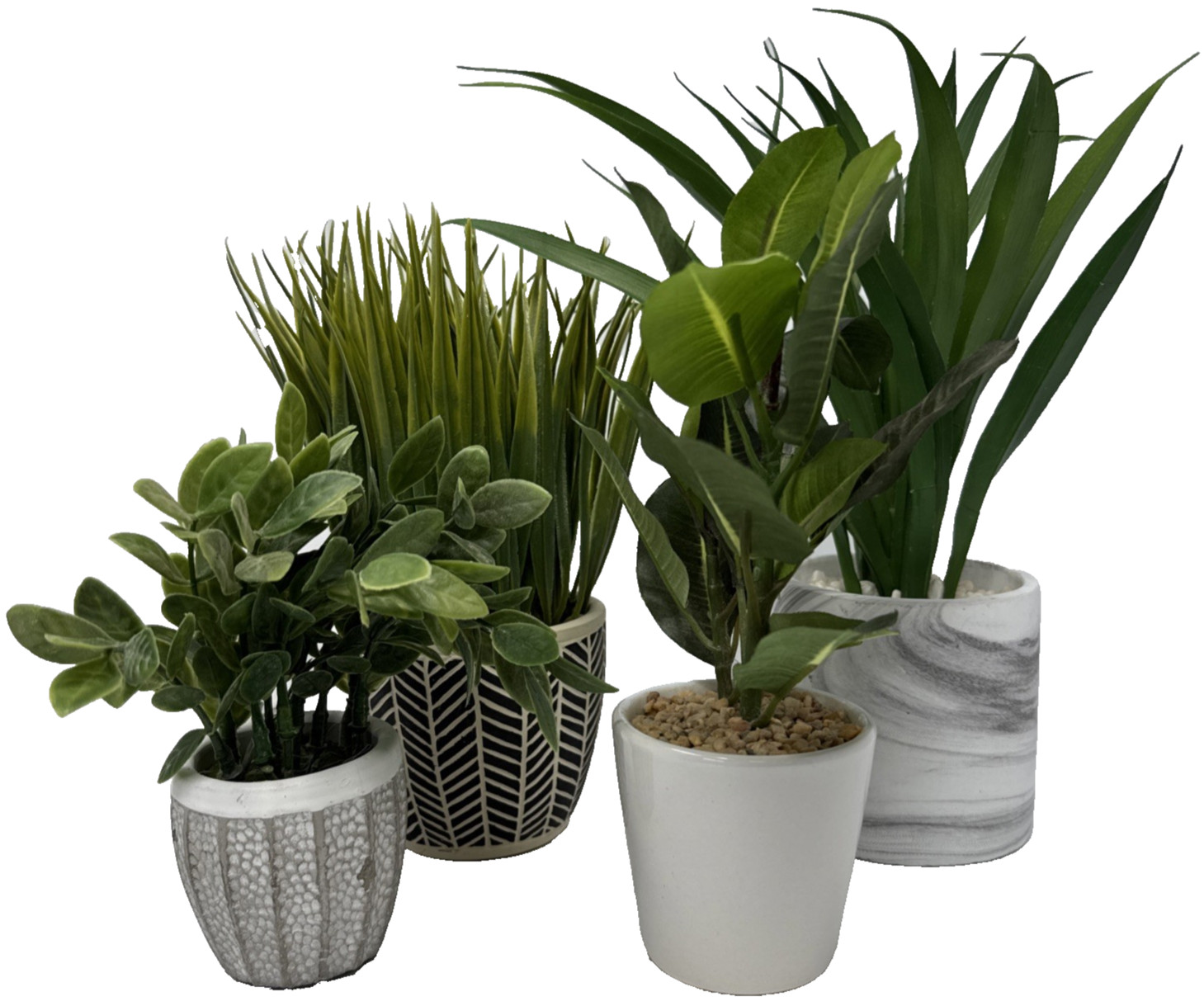 Artificial Potted Plants Lot of 4 Faux Greenery Home Office Decor