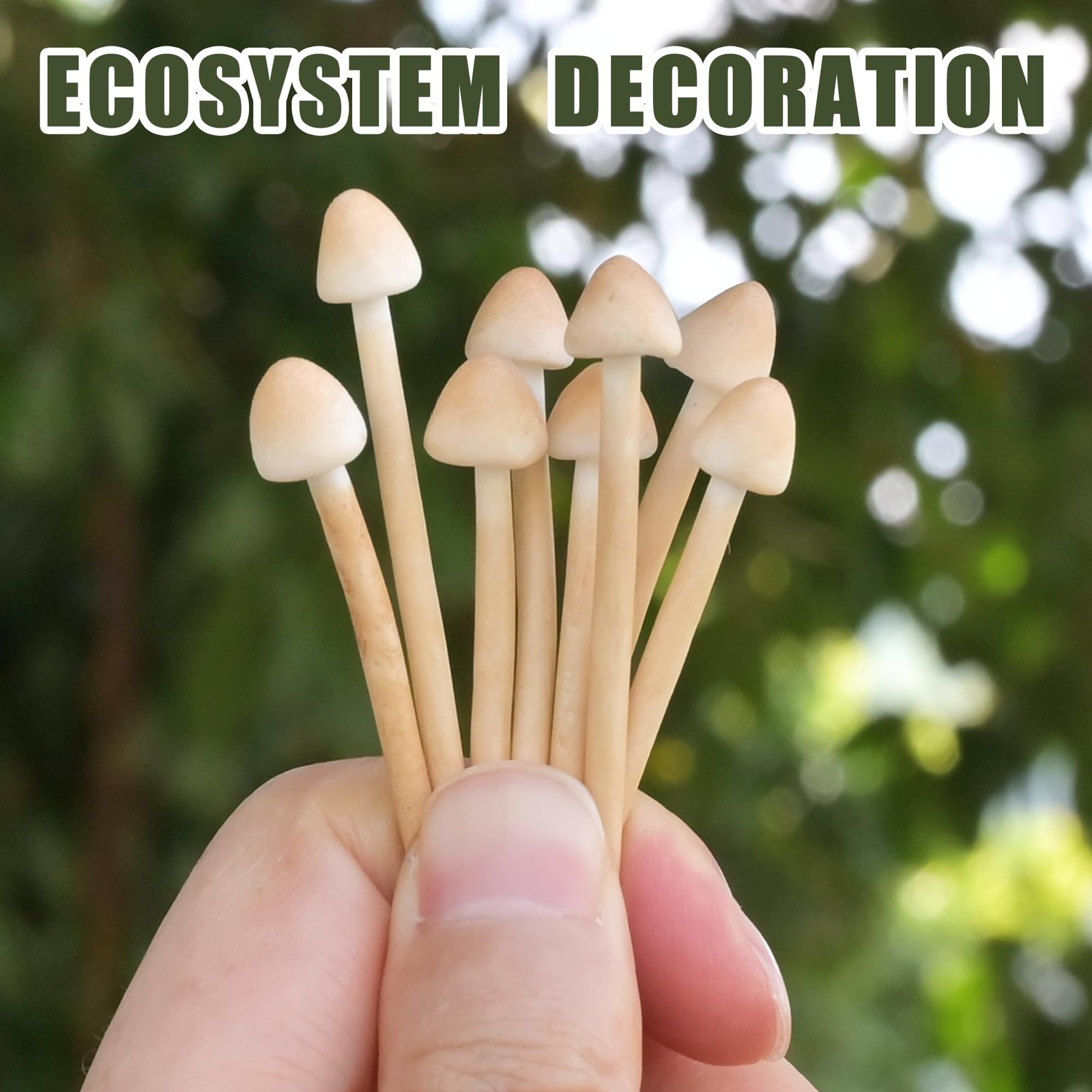 8 Pack Light Brown Handmade Clay Mushrooms Mini Fairy Garden Decor